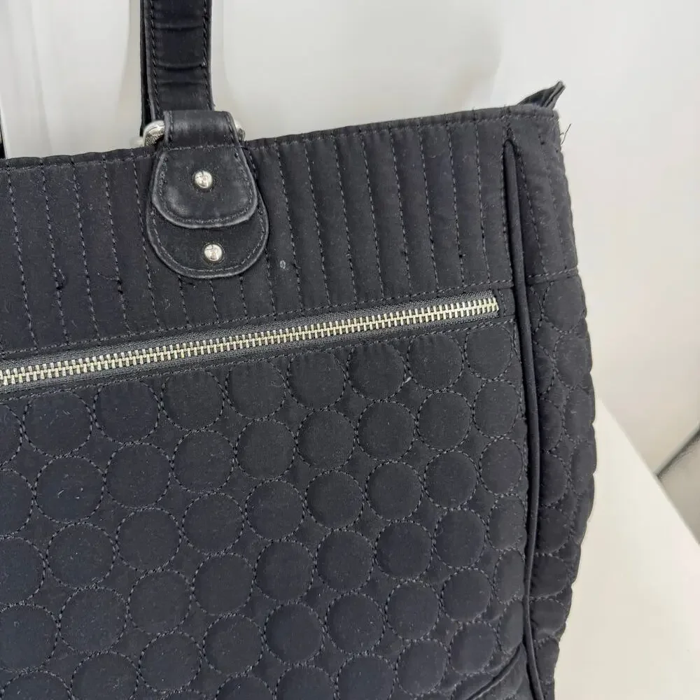 Vera Bradley Large Black Laptop Bag Briefcase Quilted Zip Travel Business Work - Picture 5 of 12
